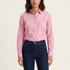 Alex Mill Wash & Go Pink 100% BCI Cotton Button Down Fitted Shirt Size Small